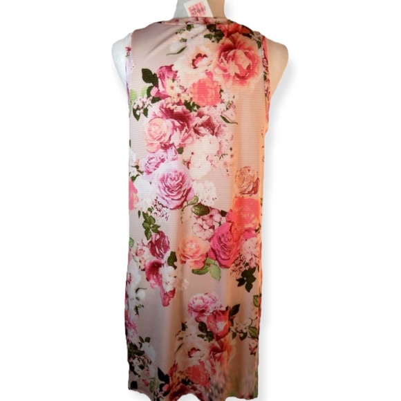 NWT Sun & Moon Pink Floral Mini Pullover Sleeveless Dress Pockets Size Medium - Picture 3 of 7